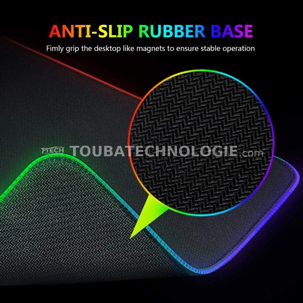 Tapis de souris gaming GMS WT-5 RGB – Format étendu 70 × 30 cm – Pour clavier et souris
