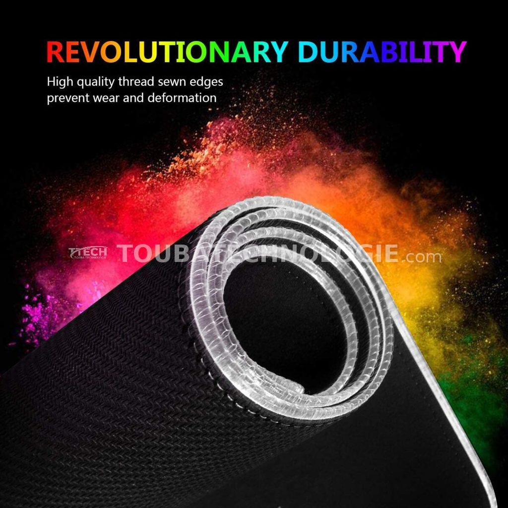 Tapis de souris gaming GMS WT-5 RGB – Format étendu 70 × 30 cm – Pour clavier et souris